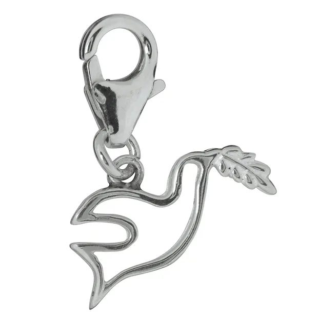 Charm "Friedenstaube", Silber glänzend, 29mm | Edelsteine, Heilsteine & Schmuck