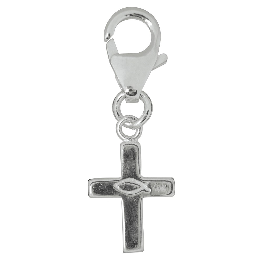 Charm "Passion cross with fish symbol", 26mm | wholesaler gems & healing stones
