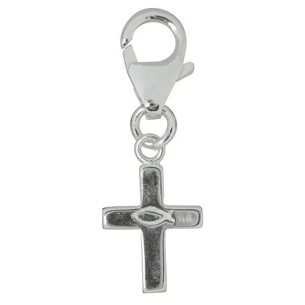 Charm "Passionskreuz mit Fischsymbol", 26mm | Edelsteine, Heilsteine & Schmuck