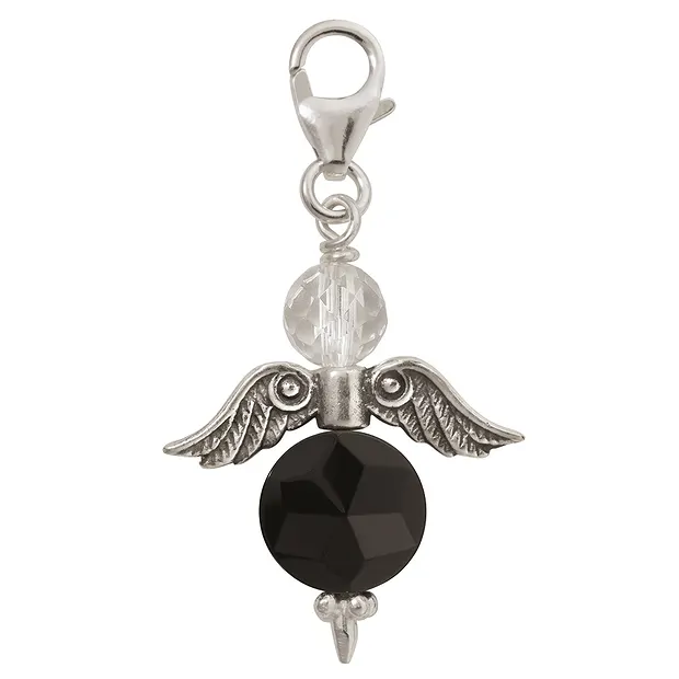 Charm "Angel Rock Crystal & Onyx (dyed)", silver, 28mm | Marco Schreier