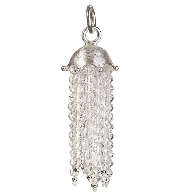 Tassel Rock Crystal faceted, silver matt, approx. 60mm | Marco Schreier