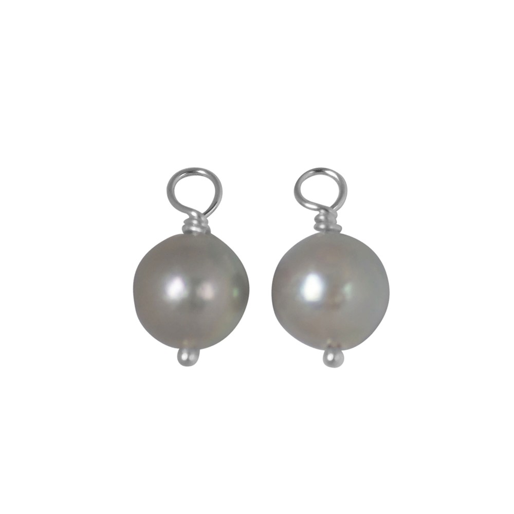 Interchangeable component earrings, pearl (gray), 9mm | Marco Schreier