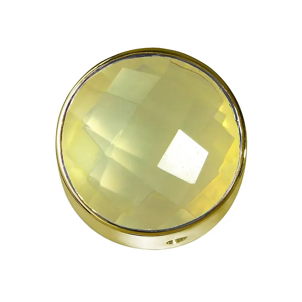 Limonenquarz (gebr.) facettiert gefasst, Silber vergoldet, 15mm  | Marco Schreier