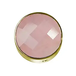 249009100029 Rosenquarz facettiert gefasst, Silber vergoldet, 15mm  | Marco Schreier