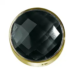 249009100037 Onyx (gef.) facettiert gefasst, Silber vergoldet, 20mm  | Marco Schreier