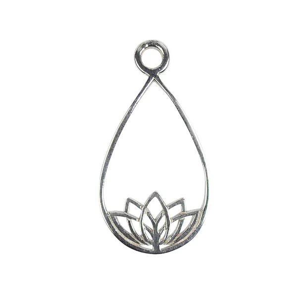 Pendant for front-drilled stones "Lotus flower", 30 x 16mm, rhodiniert | Marco Schreier