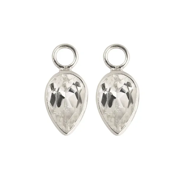 Wechselkomponente Ohrschmuck Topas (weiß), Tropfen (14 x 7mm), facettiert | Marco Schreier