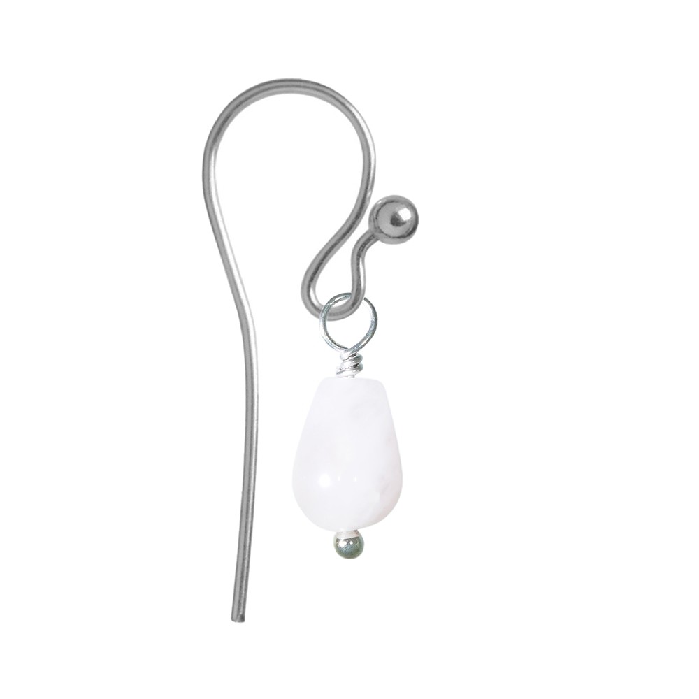 Interchangeable component earrings, Rose Quartz, drops, platinum plated | Marco Schreier