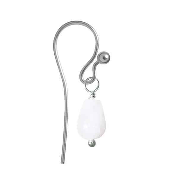 Interchangeable component earrings, Rose Quartz, drops, platinum plated | Marco Schreier
