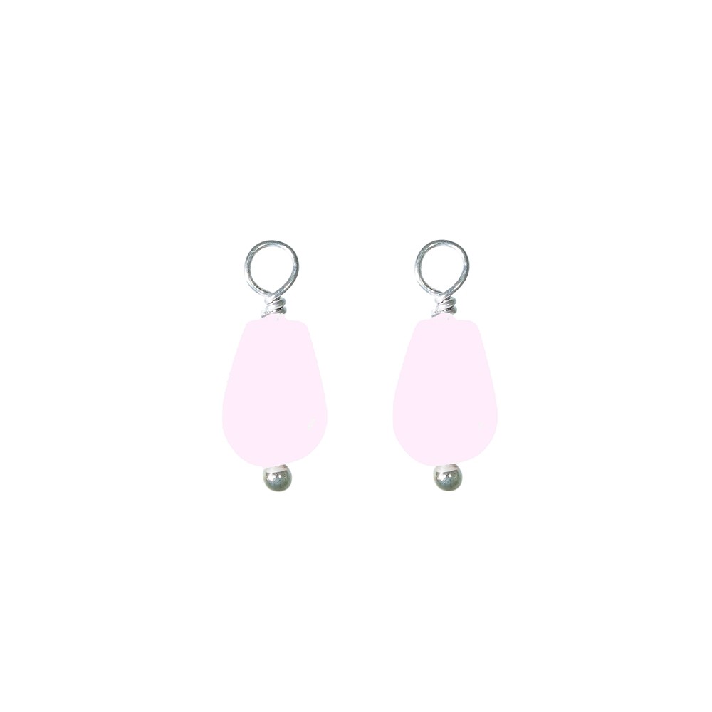 Interchangeable component earrings, Rose Quartz, drops, platinum plated | Marco Schreier