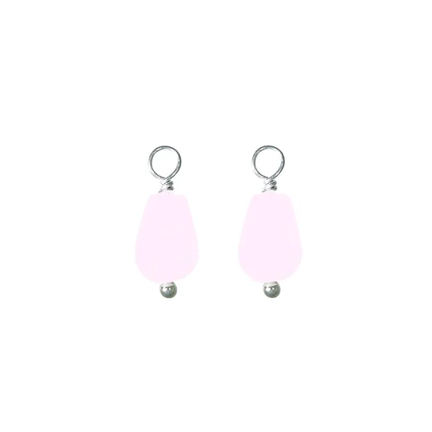 Interchangeable component earrings, Rose Quartz, drops, platinum plated | Marco Schreier