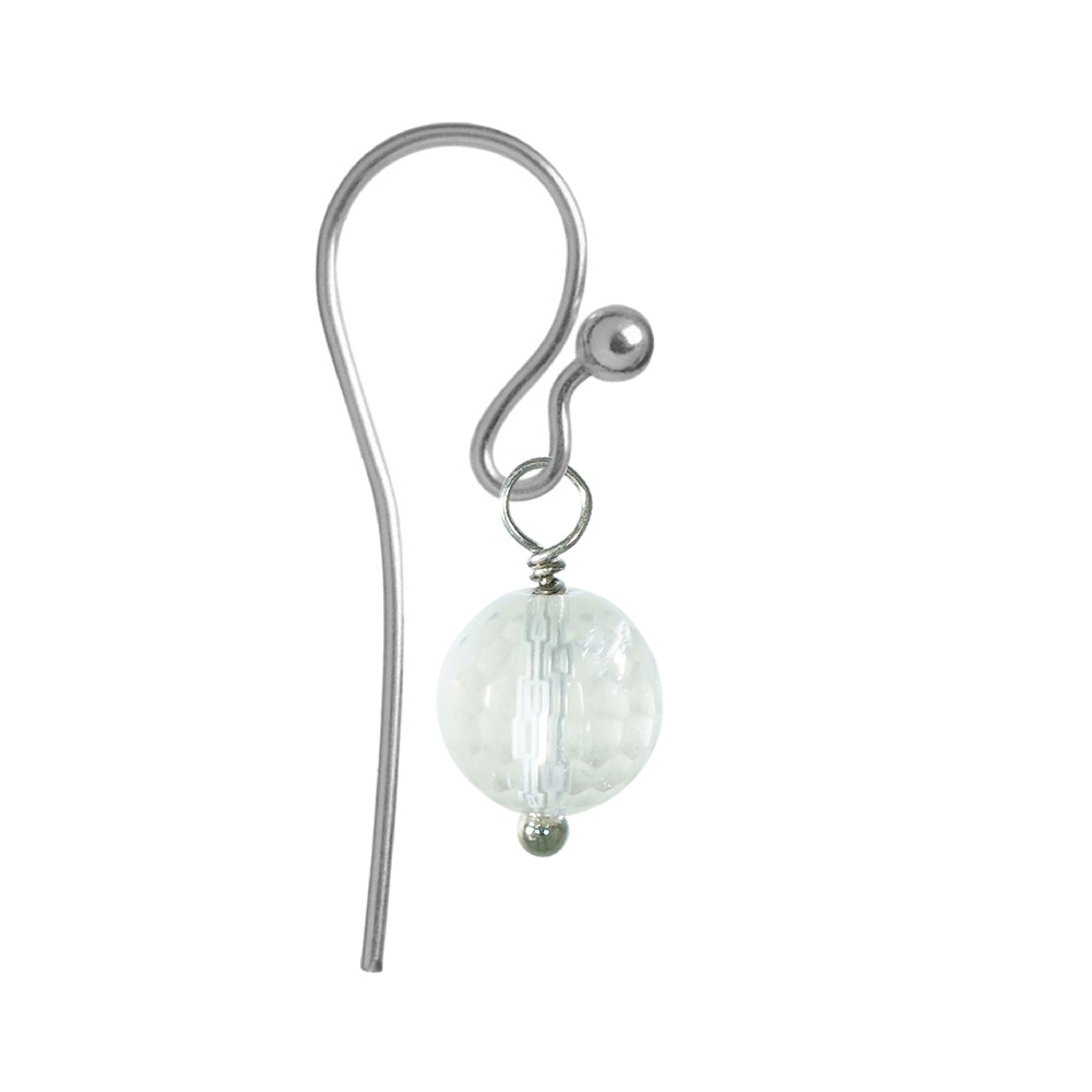 Interchangeable component earrings, Rock Crystal, 8mm, platinum plated | Marco Schreier