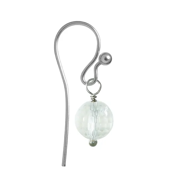 Interchangeable component earrings, Rock Crystal, 8mm, platinum plated | Marco Schreier