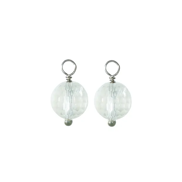 Interchangeable component earrings, Rock Crystal, 8mm, platinum plated | Marco Schreier