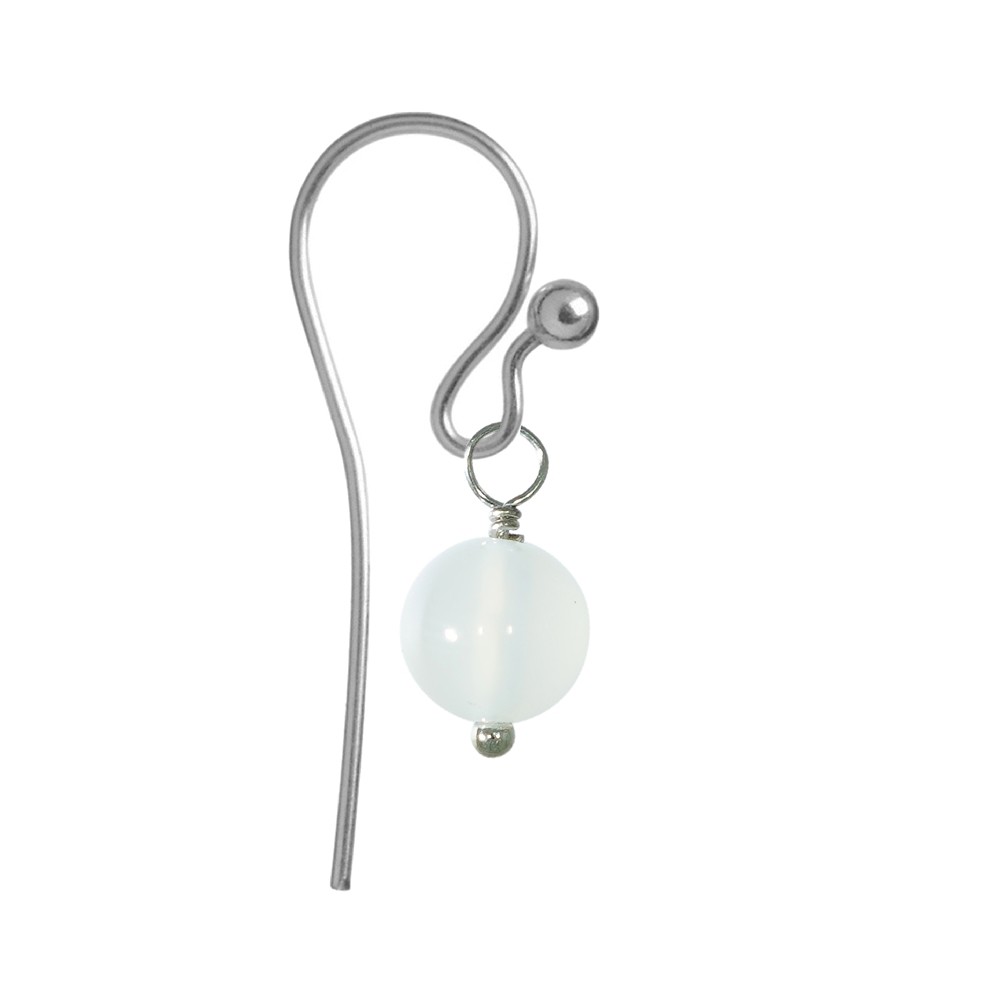 Interchangeable component for creole, Agate (white), ball (8mm), platinum plated | Marco Schreier