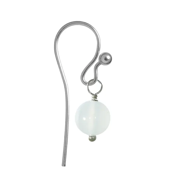 Interchangeable component for creole, Agate (white), ball (8mm), platinum plated | Marco Schreier