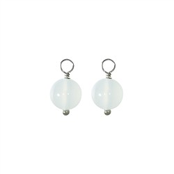 249023220007 Interchangeable component for creole, Agate (white), ball (8mm), platinum plated | Marco Schreier