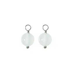 249023220007 Composant interchangeable pour Créoles, Agate (blanche), boule (8mm), platiné | Marco Schreier