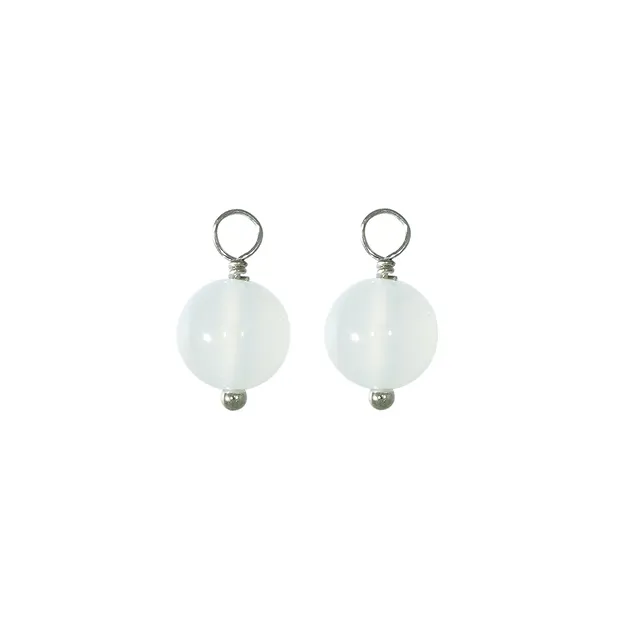 Pieza intercambiable para criolla, Ágata (blanca), bola (8mm), platinado | Marco Schreier