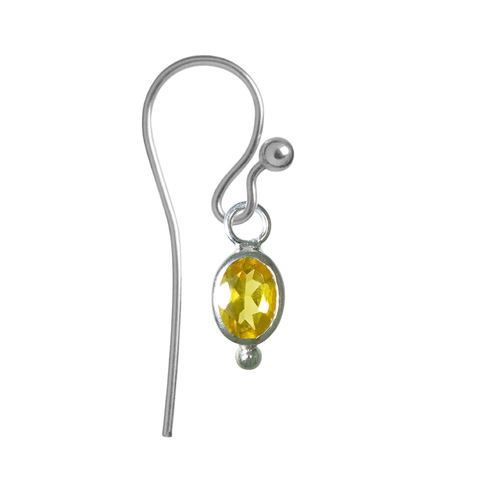 Interchangeable component earrings, Citrine, oval (7 x 5mm), faceted, platinum plated | Marco Schreier