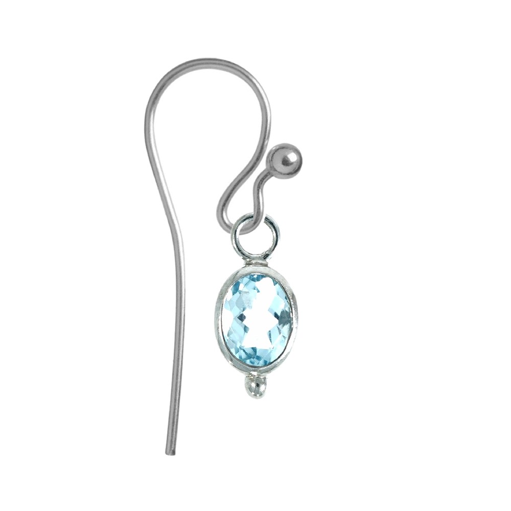 Gioielli per orecchie a componenti intercambiabili, Topazio (blu), ovale, sfaccettato, placcato in platino | Marco Schreier