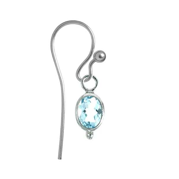 Interchangeable component earrings, Topaz (blue), oval, faceted, platinum plated | Marco Schreier