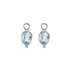 249023220012 Interchangeable component earrings, Topaz (blue), oval, faceted, platinum plated | Marco Schreier