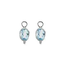 249023220012 Composants de changement Boucles d'oreilles, Topaze (bleue), ovale, facettes, platiné | Marco Schreier