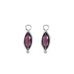 249023220013 Interchangeable component earrings, garnet, faceted, platinum plated | Marco Schreier