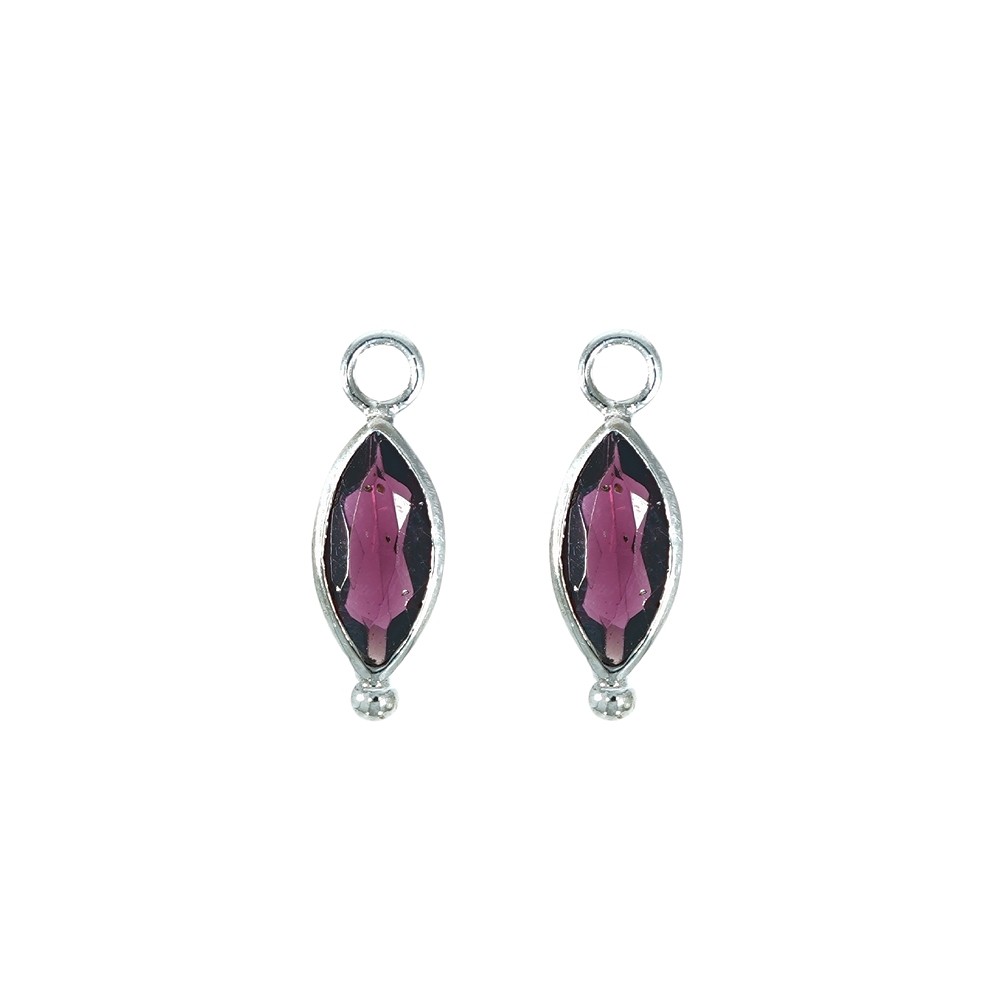 Interchangeable component earrings, garnet, faceted, platinum plated | Marco Schreier
