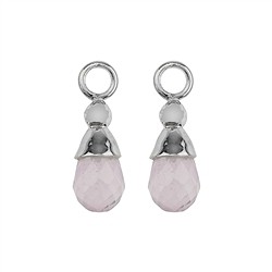 249023220015 Gioielli per orecchie a componenti intercambiabili, Quarzo rosa, goccia (7 x 5 mm), placcati in platino | Marco Schreier