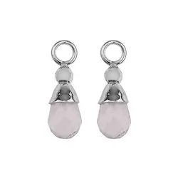 249023220015 Interchangeable component earrings, Rose Quartz, drop (7 x 5mm), platinum plated | Marco Schreier
