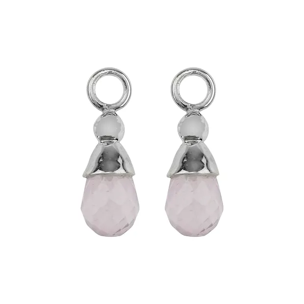 Composants de changement Boucles d'oreilles, Quartz rose, goutte (7 x 5mm), platiné | Marco Schreier