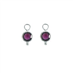 249023220016 Interchangeable component earrings, garnet, round (6mm), faceted, platinum plated | Marco Schreier