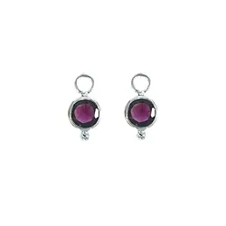 249023220016 Interchangeable component earrings, garnet, round (6mm), faceted, platinum plated | Marco Schreier