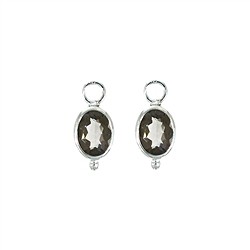 249023220018 Interchangeable component earrings, Smoky Quartz, faceted, platinum plated | Marco Schreier