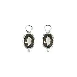 249023220018 Composant changeant de boucles d'oreilles, Quartz fumé, facetté, platiné | Marco Schreier