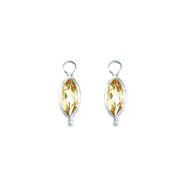 Interchangeable component earrings, Citrine, faceted, platinum plated | Marco Schreier