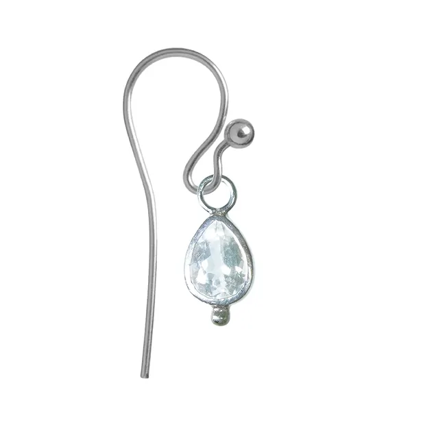 Wechselkomponente Ohrschmuck, Topas (weiß) Tropfen (8 x 6mm), facettiert, platiniert | Marco Schreier