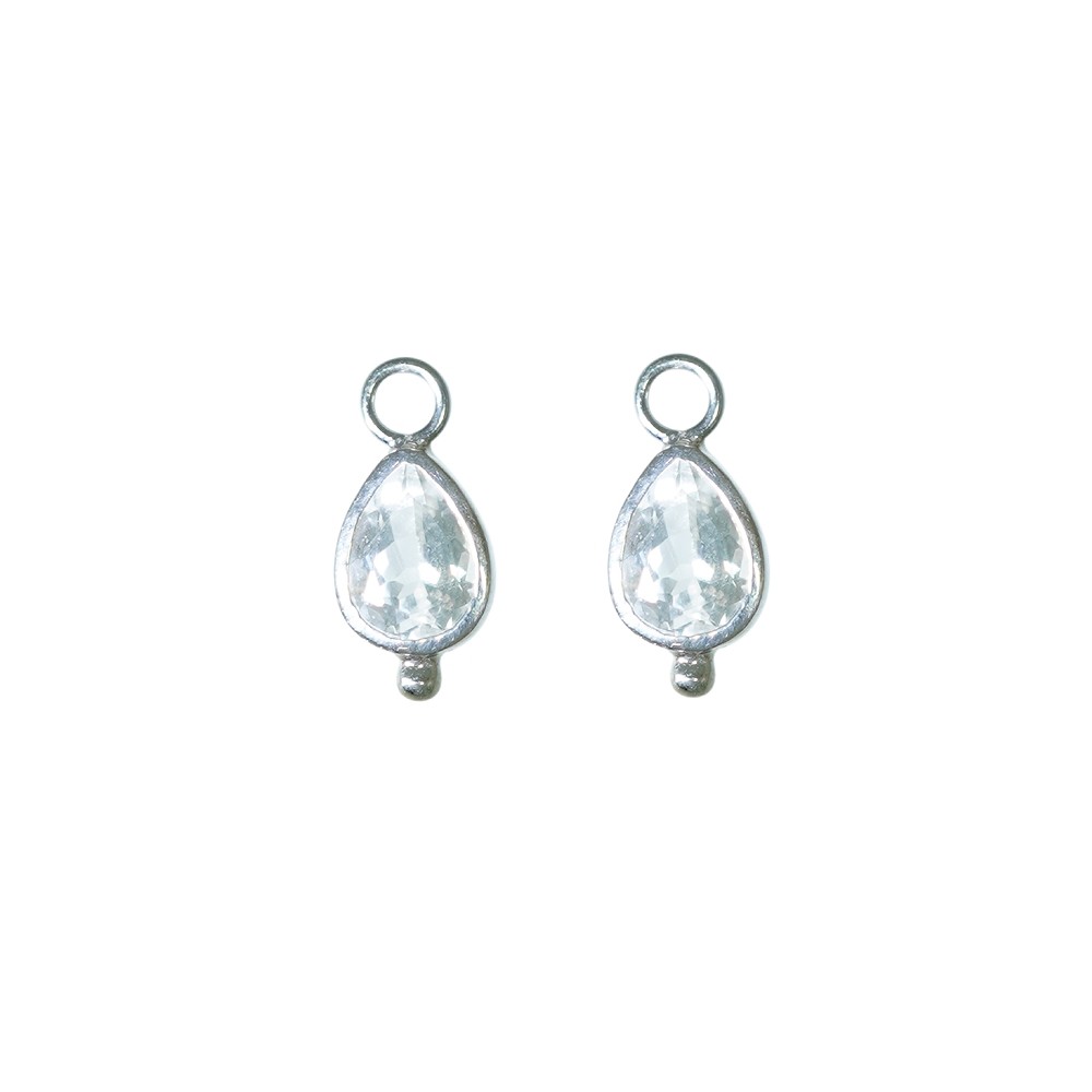 Wechselkomponente Ohrschmuck, Topas (weiß) Tropfen (8 x 6mm), facettiert, platiniert | Marco Schreier