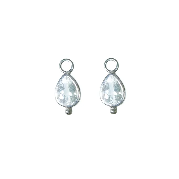 Wechselkomponente Ohrschmuck, Topas (weiß) Tropfen (8 x 6mm), facettiert, platiniert | Marco Schreier