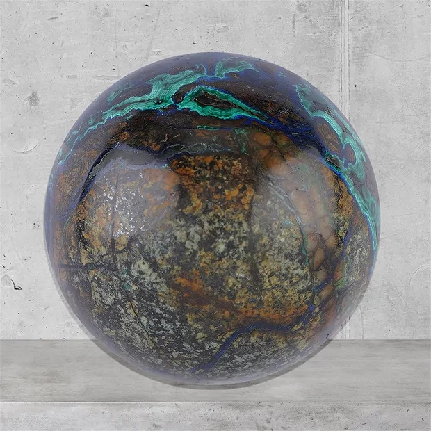 Sfera di Azurite-Malachite (stab.) Unique 006 | Marco Schreier