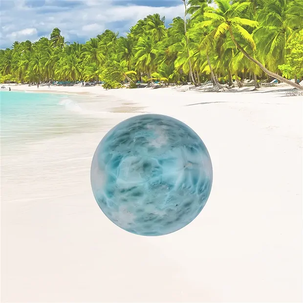 Sfera di Larimar, 4,3 cm, unico 025 | Gemme Schreier, pietre curative e gioielli