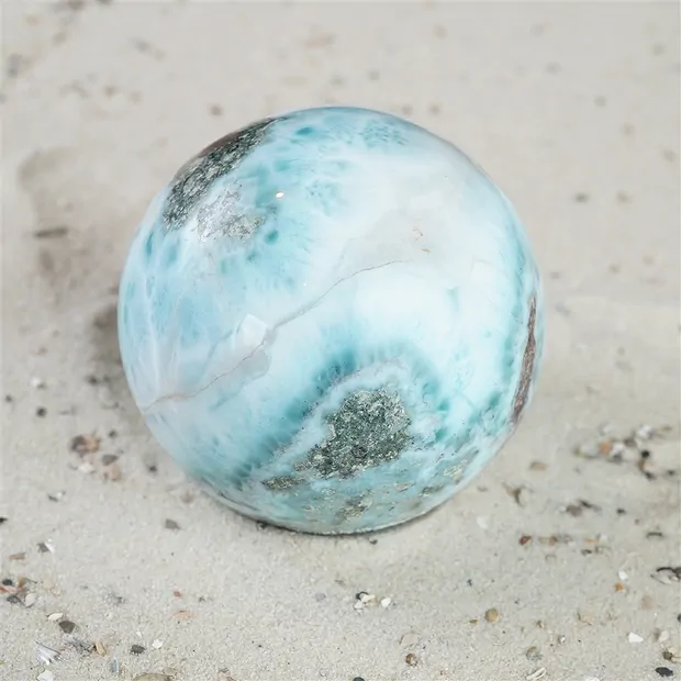Esfera de Larimar, 6,7 cm, pieza única 077 | Marco Schreier