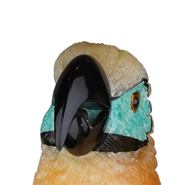 Engraving parrot orange calcite unique 039, 51cm | Marco Schreier