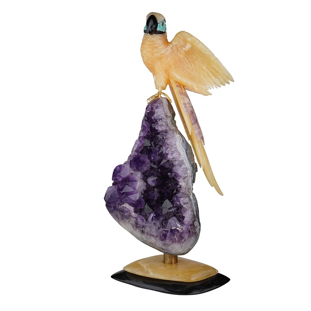 Gravur Papagei Orangencalcit Unikat 039, 51cm | Edelsteine, Heilsteine & Schmuck