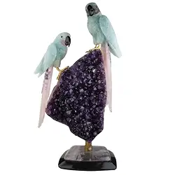 2802000042 Gravur Papageien Aquamarin Unikat 042, 54cm | Edelsteine, Heilsteine & Schmuck