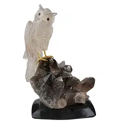 2802000046 Perroquet gravé Cristal de roche Pièces uniques 046, 30cm | Marco Schreier