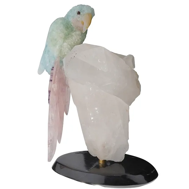 Gravur Papagei Aquamarin Unikat 049, 21cm | GH Edelsteine, Heilsteine & Schmuck