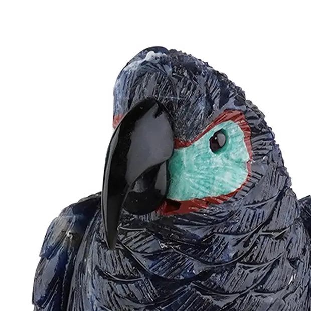 Engraving parrots Rose Quartz, Sodalite unique 061, 37cm | Marco Schreier